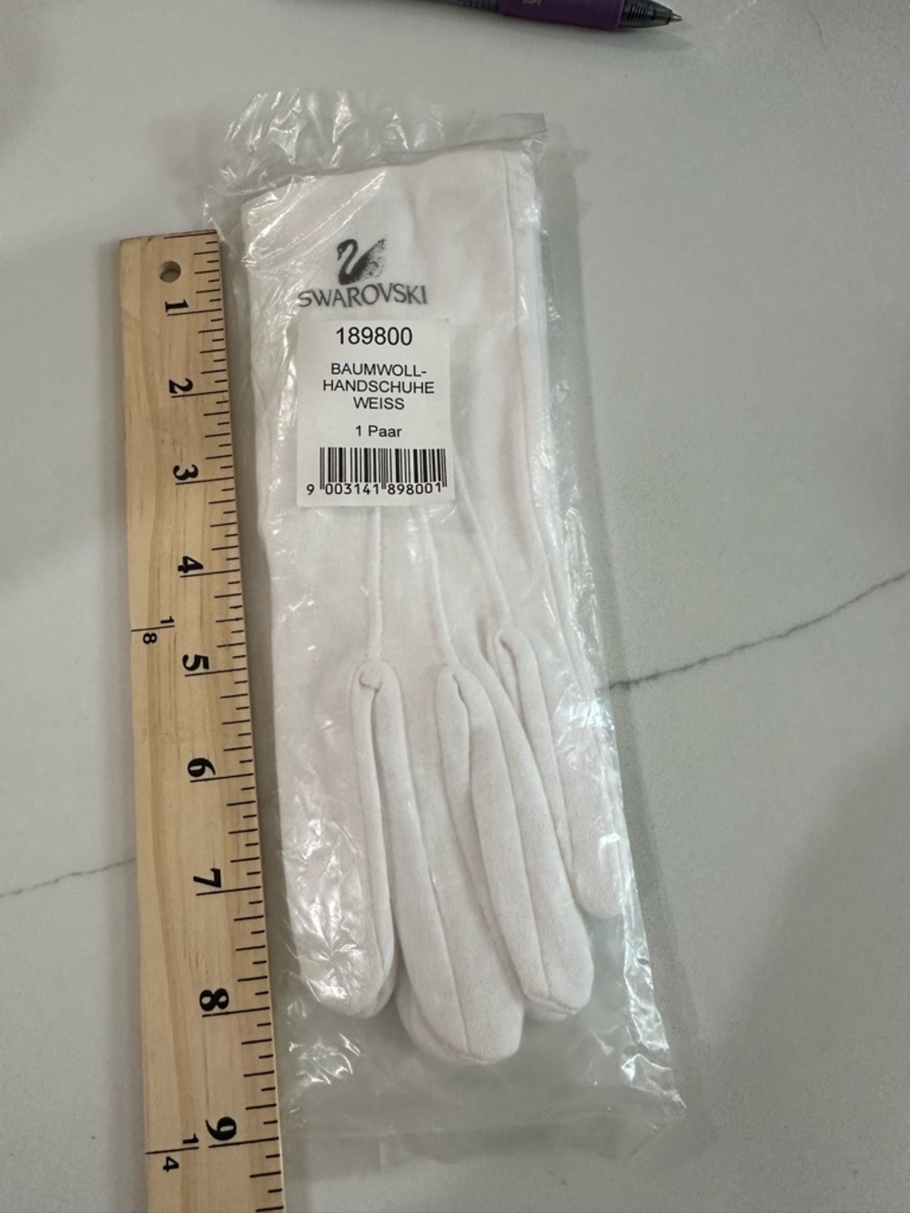 Swarovski White Cotton Gloves - Packaged Women's Gloves - Picture 2 of 3